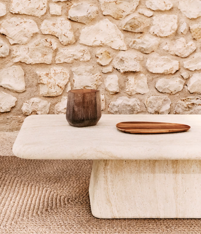 DRASI stolić za kavu od cementa s efektom travertina 140 x 70 cm