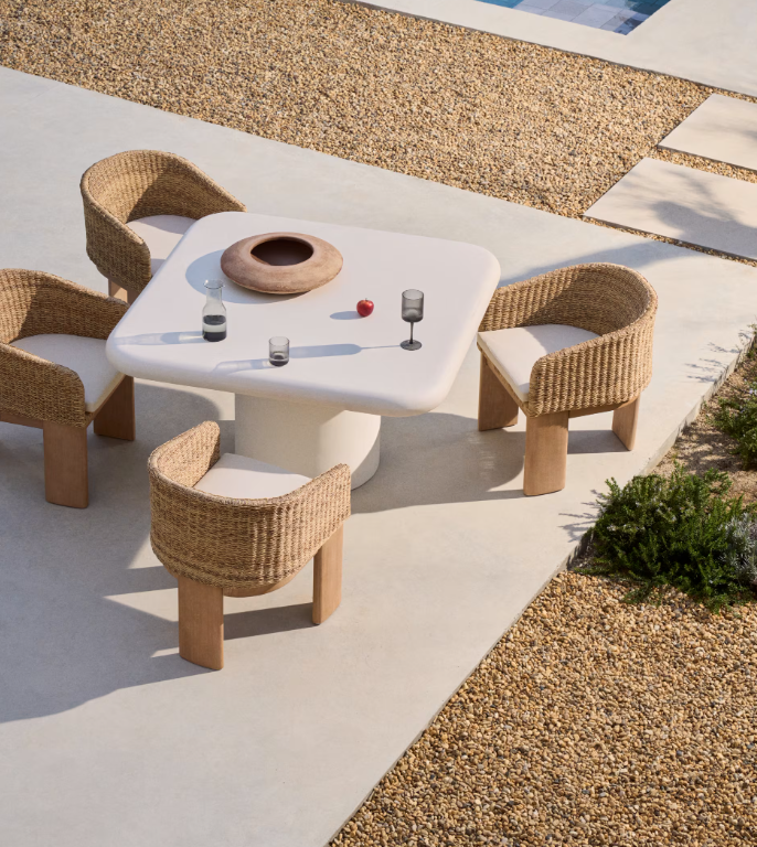 ADDAIA Okrugli stol od bijelog cementa