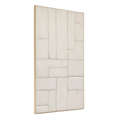 KLIS White linen picture with geometric shapes, 120 x 200 cm