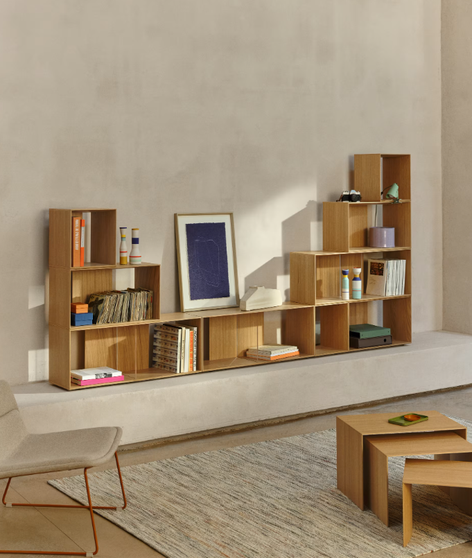 LITTO Set od 9 modularnih regala od drvenog furnira