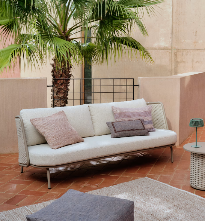 SEDALIS Outdoor 3-seater sofa in aluminium and taupe rope cord