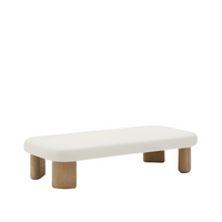 LABRA coffee table in cement and acacia wood 140 x 70cm