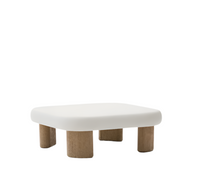 LABRA coffee table in cement and acacia wood 80 x 80cm