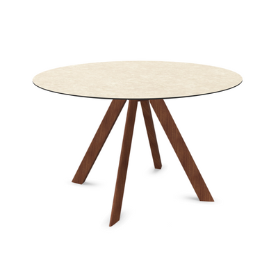 ATRIVM Outdoor round dining table with solid wood legs