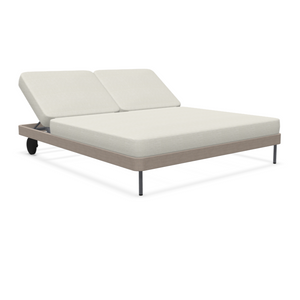 KABU Outdoor double chaise longue with wheels
