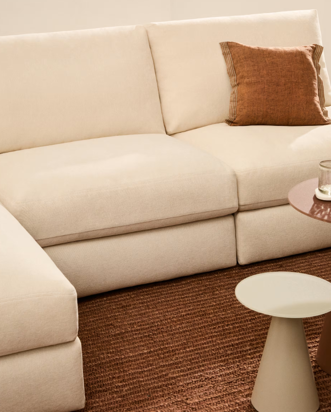 ALEA Ekru šenil modularni kauč za 5 sjedala s presvlakom