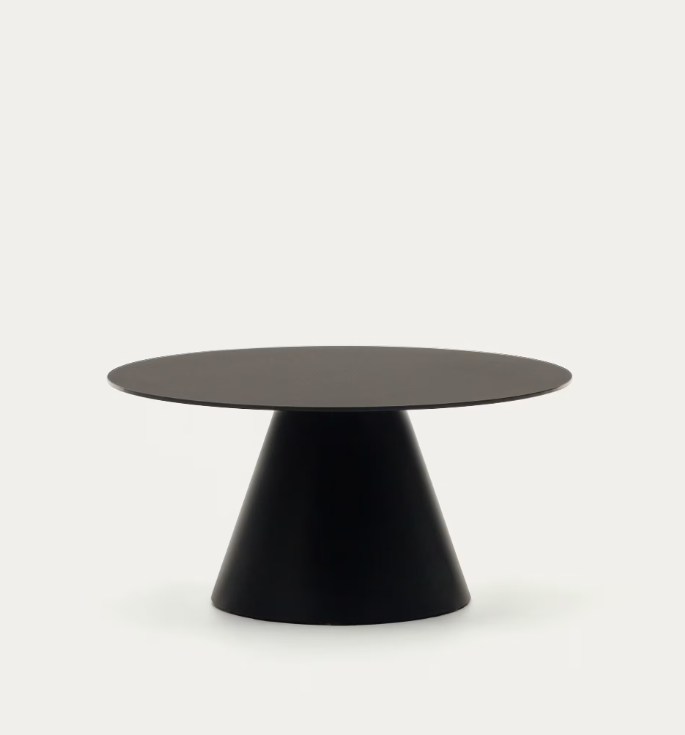 WILSHIRE coffee table with frosted tempered glass and painted steel finish Ø80cm