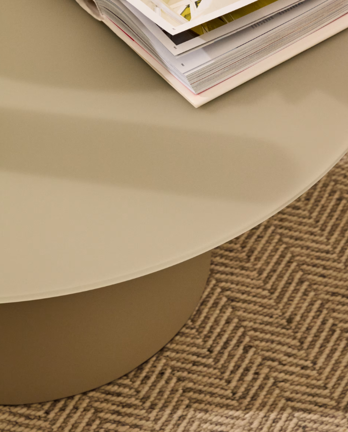 WILSHIRE coffee table with frosted tempered glass and painted steel finish Ø80cm