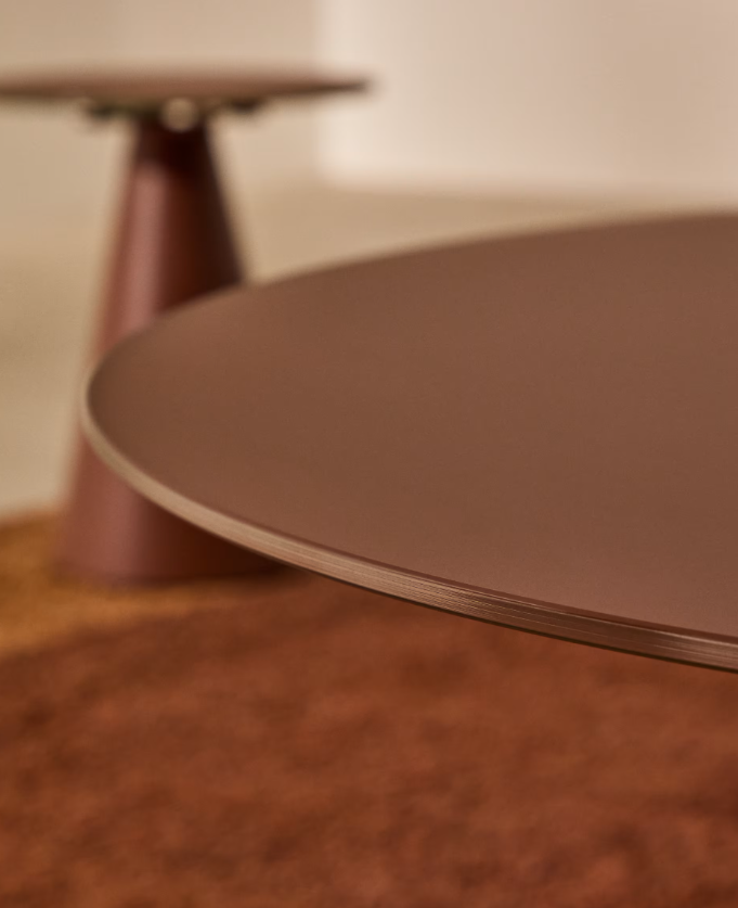 WILSHIRE coffee table with frosted tempered glass and painted steel finish Ø80cm