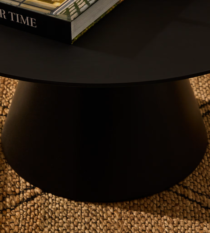 WILSHIRE coffee table with frosted tempered glass and painted steel finish Ø80cm