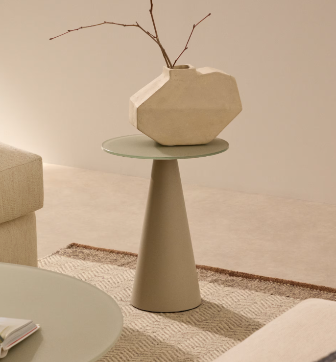 WILSHIRE stolić od kaljenog stakla i metala, Ø 35 cm