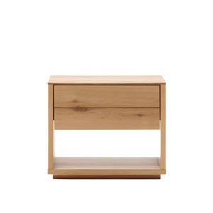 ALGUEMA Bedside table in oak wood veneer with natural finish, 60 x 50 cm