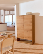 ALGUEMA Visoki komoda s 2 vrata od hrastovog furnira s prirodnom završnom obradom