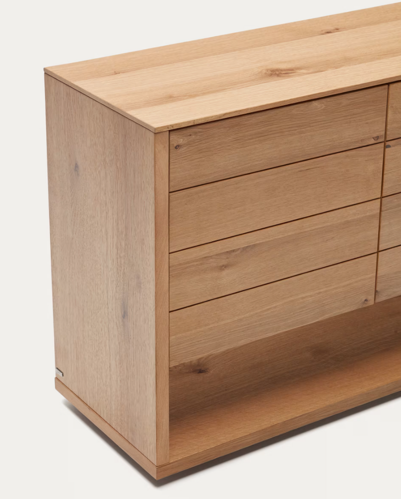 ALGUEMA Sideboard with 4 doors in oak veneer with natural finish