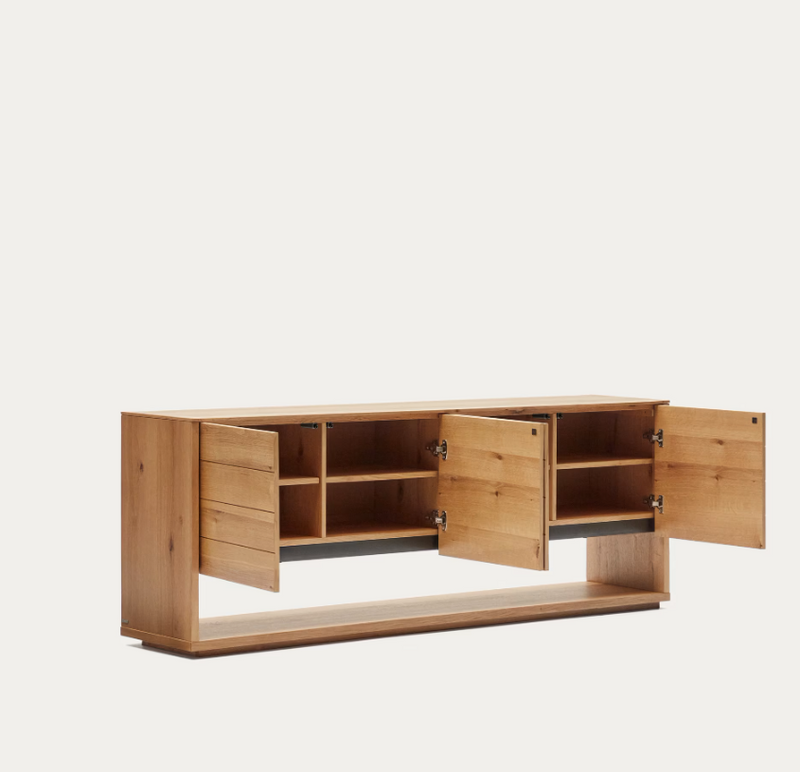 ALGUEMA Sideboard with 4 doors in oak veneer with natural finish