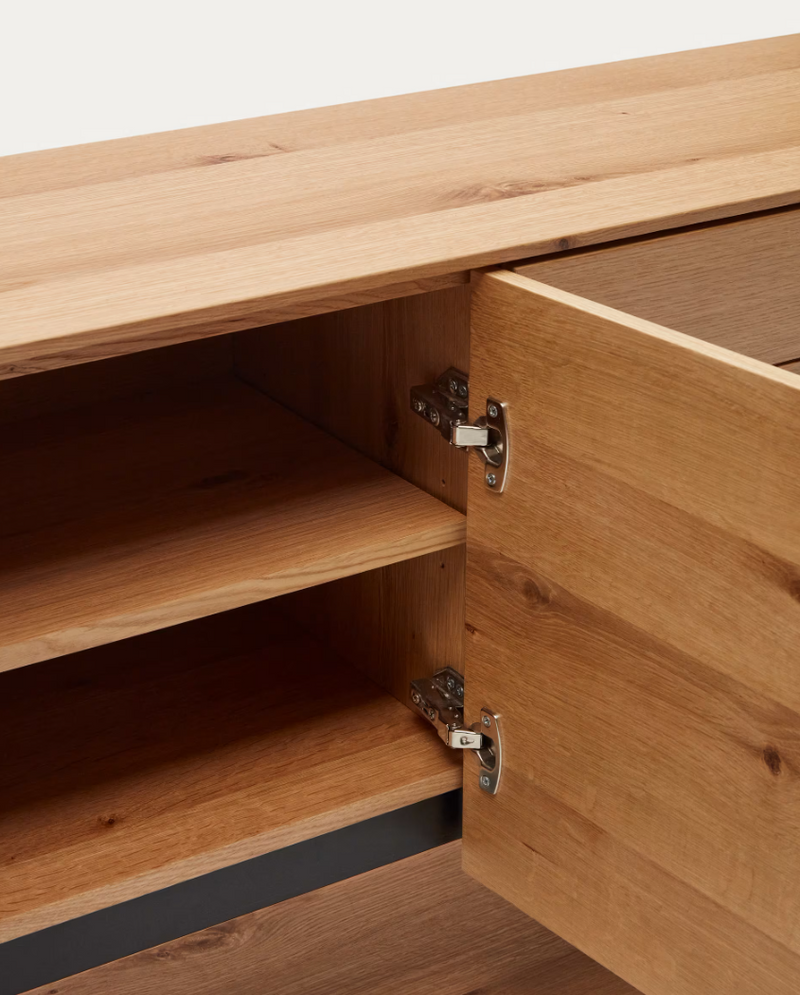 ALGUEMA Sideboard with 4 doors in oak veneer with natural finish