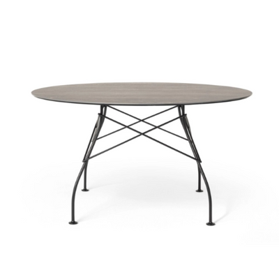 GLOSSY Outdoor round table marble top black frame