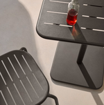 BRAI Outdoor table in dark grey galvanised steel 70 x 70cm