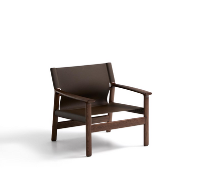 JAN armchair made of dark brown recycled leather fibres