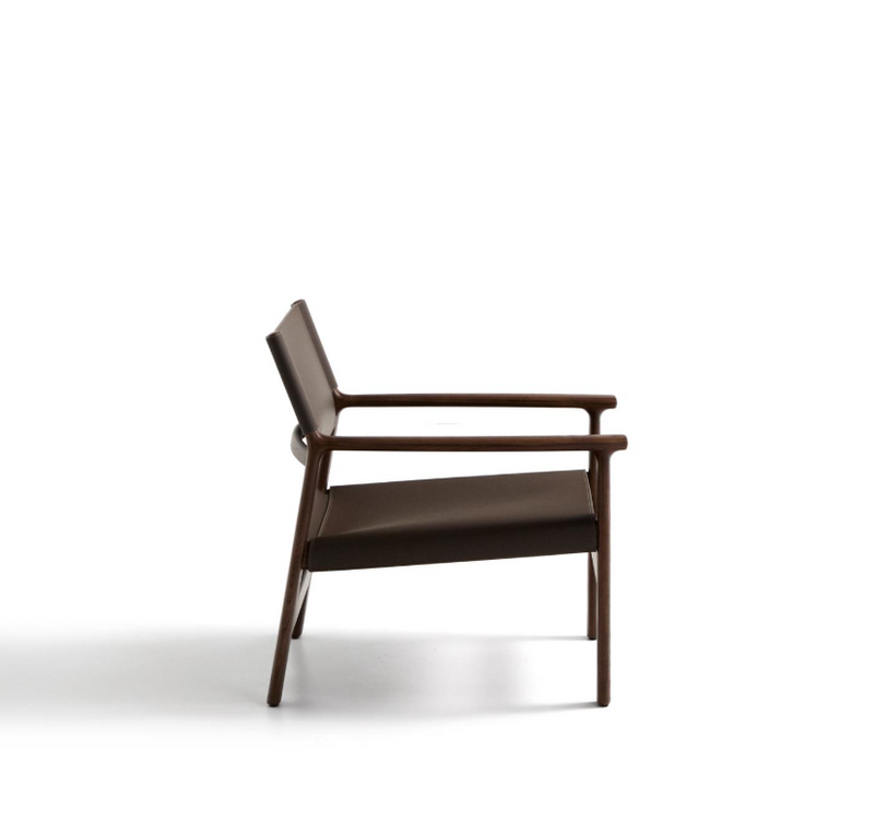 JAN armchair made of dark brown recycled leather fibres