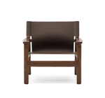JAN armchair made of dark brown recycled leather fibres