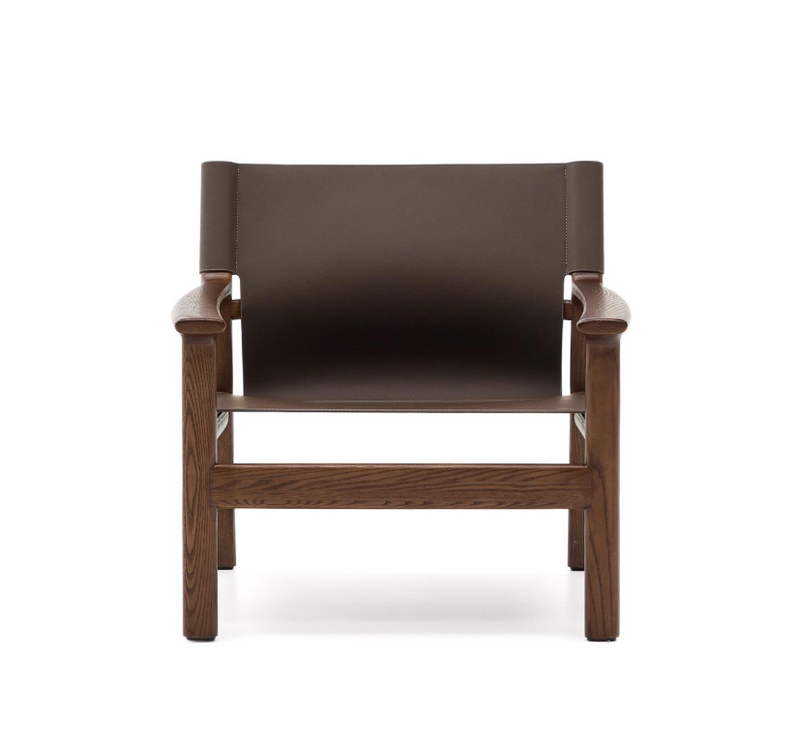 JAN armchair made of dark brown recycled leather fibres