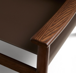 JAN armchair made of dark brown recycled leather fibres