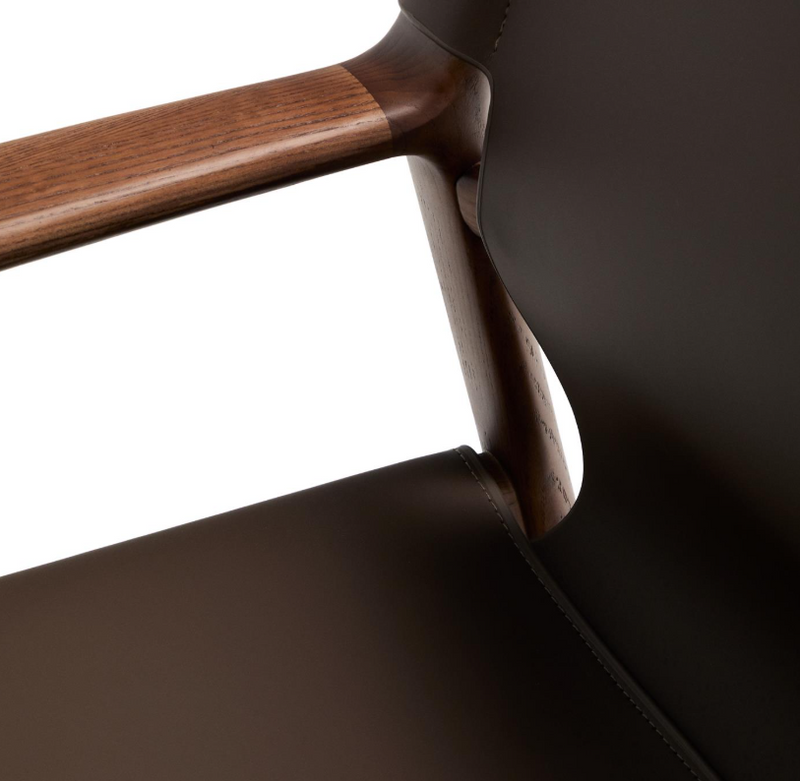 JAN armchair made of dark brown recycled leather fibres