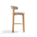 GRANITE Stool made of beige chenille and solid ash wood