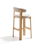 GRANITE Stool made of beige chenille and solid ash wood
