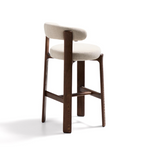 GRANITE Stool in beige chenille and solid ash wood