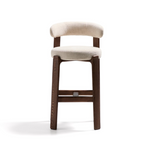 GRANITE Stool in beige chenille and solid ash wood