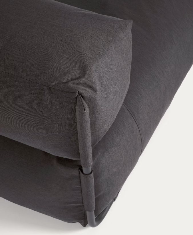 SQUARE Ležaljka s naslonom u bež boji s crnim aluminijem