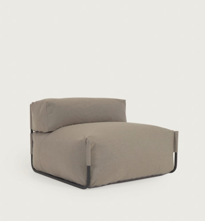 SQUARE Ležaljka s naslonom u bež boji s crnim aluminijem