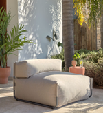 SQUARE Ležaljka s naslonom u bež boji s crnim aluminijem