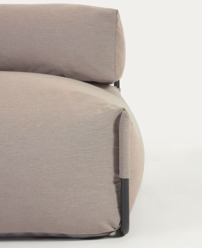 SQUARE Ležaljka s naslonom u bež boji s crnim aluminijem