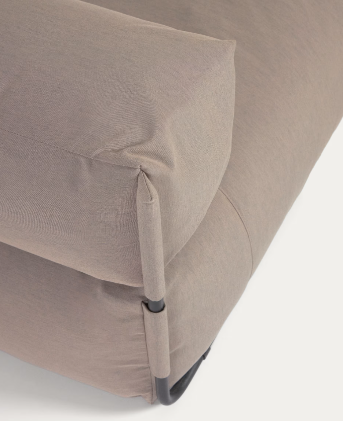 SQUARE Ležaljka s naslonom u bež boji s crnim aluminijem