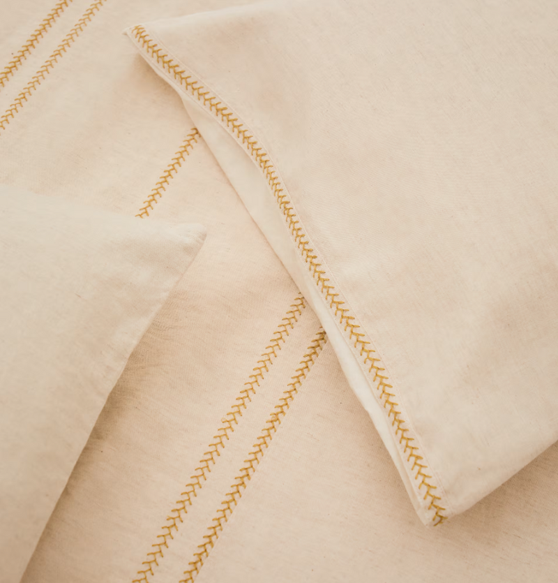 LINARA Set navlake za poplun i jastučnica od bež pamuka i lana