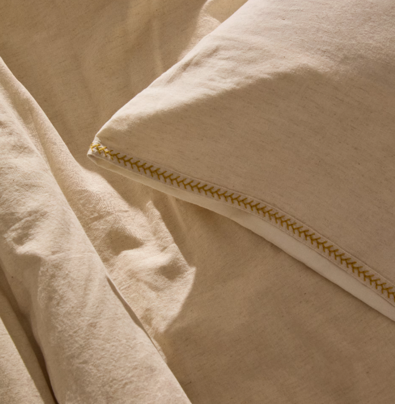 LINARA Set navlake za poplun i jastučnica od bež pamuka i lana