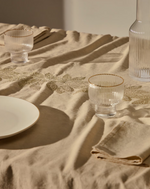 ORETI tablecloth with cocoa embroidery feature, 150x250cm