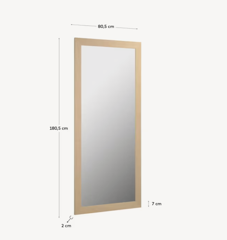 YVAINE Ogledalo prirodna završna obrada 80,5 x 180,5 cm
