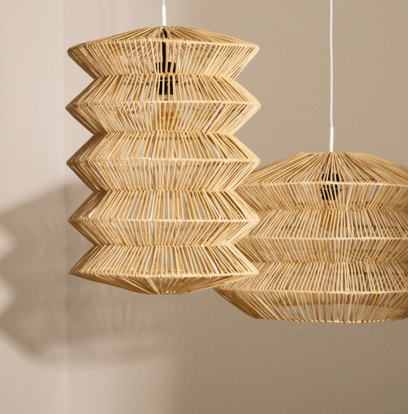 DAKIT Sjenilo za stropnu lampu od ratana sa svijetlom završnom obradom