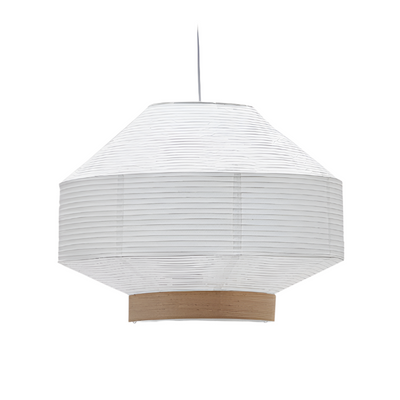 HILA Ceiling lamp screen in white paper with natural wood veneer