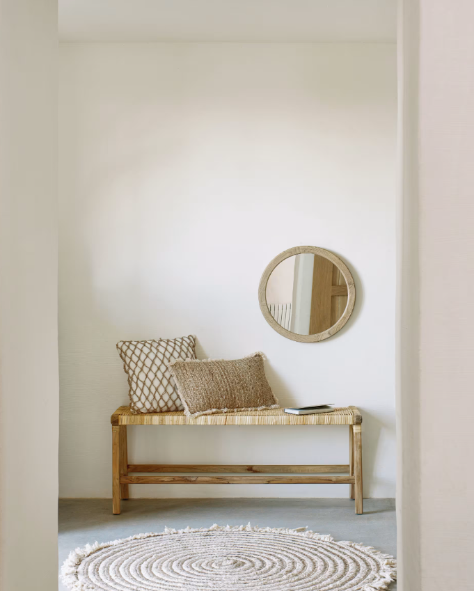 ALUM Okruglo ogledalo od punog mindi drva