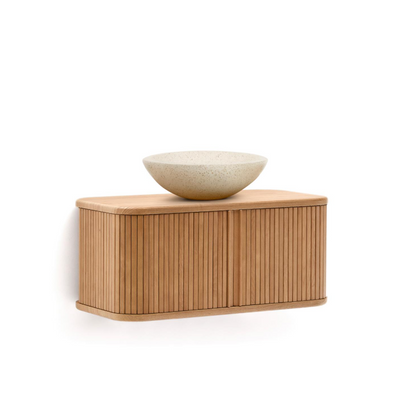 MAILEN bathroom cupboard in ash veneer in a natural finish, 90 x 45 cm