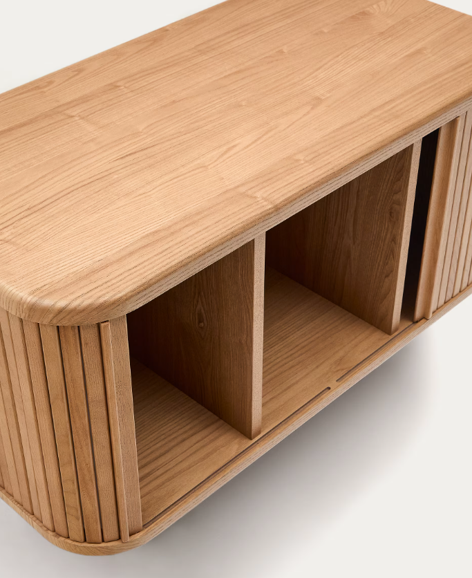 MAILEN bathroom cupboard in ash veneer in a natural finish, 90 x 45 cm