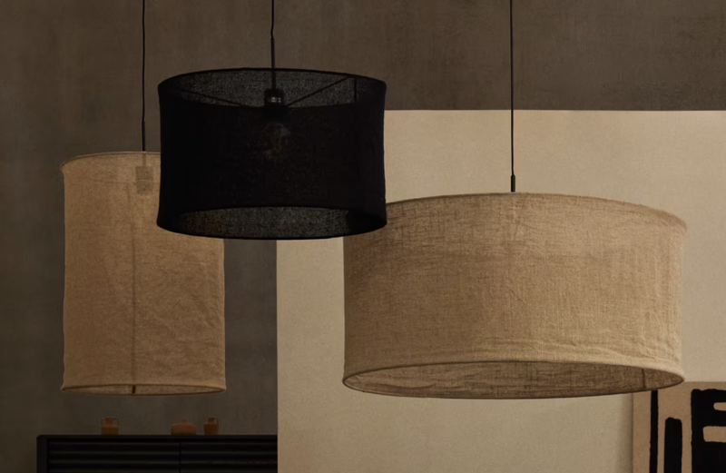 MARIELA Sjenilo za stropnu lampu od lana u crnoj boji
