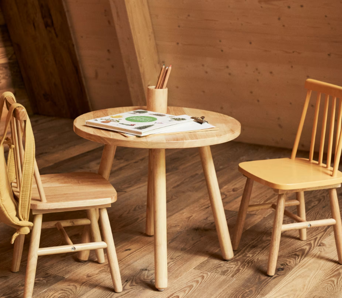 DILCIA Dječji stol od punog kaučukovca Ø 55 cm