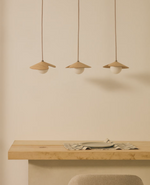 WILARA Oak veneer ceiling lamp with 3 white smoked glass balls