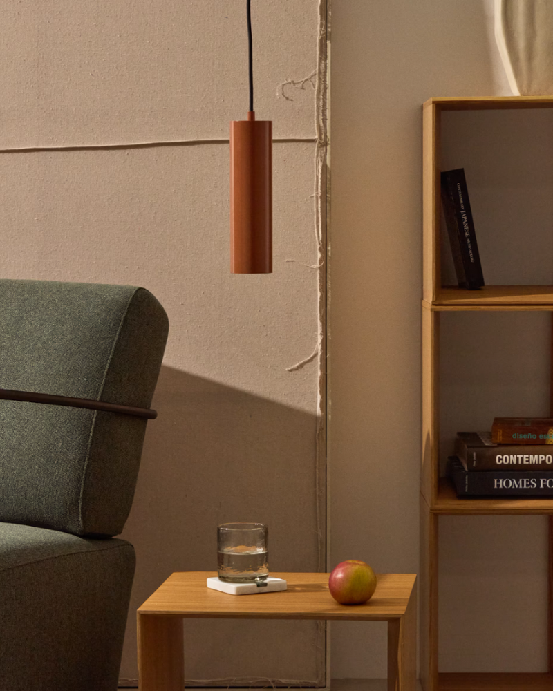 ANDIA Aluminium ceiling lamp with terracotta painted finish